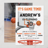 Aangepaste basketbal verjaardagsuitnodiging met fo kaart (Voorkant / Achterkant)