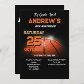 Aangepaste basketbal verjaardagsuitnodiging Sjablo Kaart (Voorkant / Achterkant)