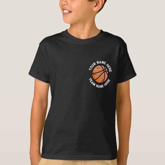 Aangepaste Basketbal Voeg Jouw naam achter & voor  T-shirt (Voorkant)