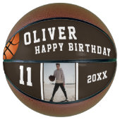Aangepaste Basketball Ball Happy Birthday met foto Basketbal (Voorkant)