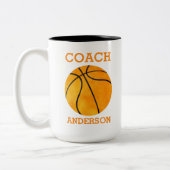 Aangepaste Basketball Coach Oranje Retro Tweekleurige Koffiemok (Links)