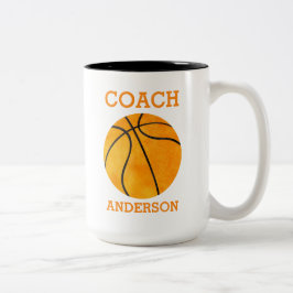 Aangepaste Basketball Coach Oranje Retro Tweekleurige Koffiemok