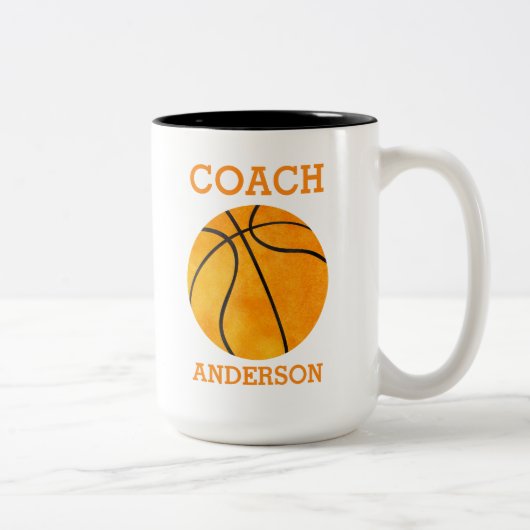 Aangepaste Basketball Coach Oranje Retro Tweekleurige Koffiemok (Rechts)