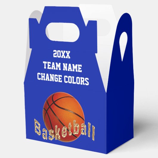 Aangepaste Basketball Favor Boxes, blauw, wit Bedankdoosjes (Geopend)