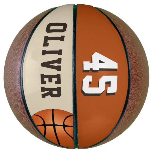 Aangepaste Basketball met de naam en het nummer va Basketbal (Verticaal)