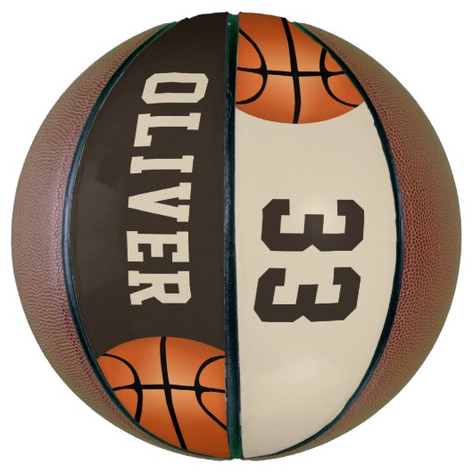 Aangepaste Basketball met de naam en het nummer va Basketbal (Verticaal)