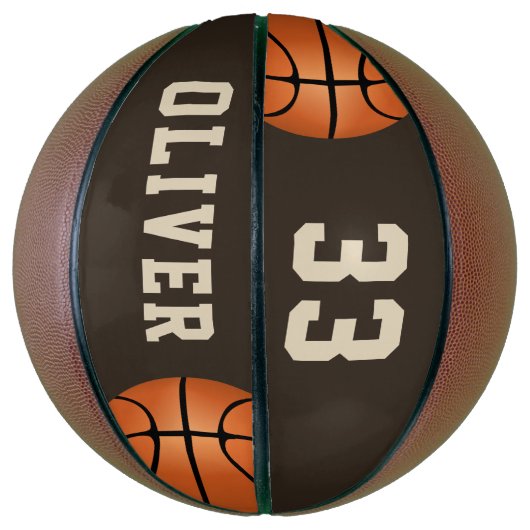 Aangepaste Basketball met de naam en het nummer va Basketbal (Verticaal)