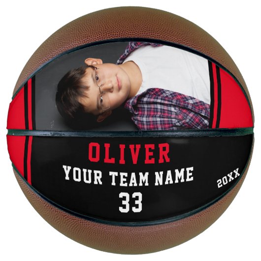 Aangepaste Basketball met teamnaamnummer Foto Basketbal (Voorkant)