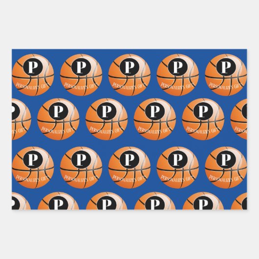 Aangepaste Basketball Monogram naam Inpakpapier Vel (Voorkant 3)