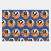 Aangepaste Basketball Monogram naam Inpakpapier Vel (Voorkant 2)