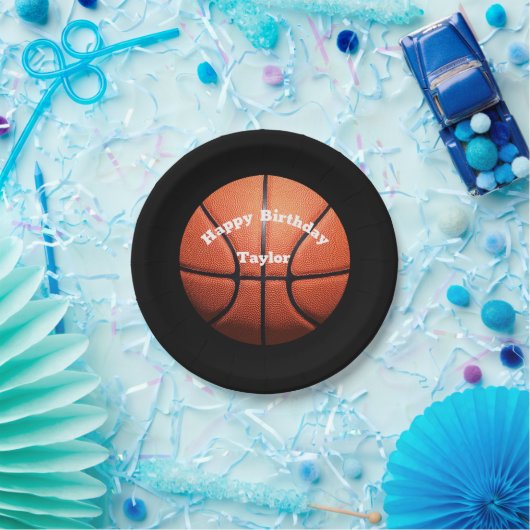Aangepaste Basketball-naam Papieren Bordje (Feest)