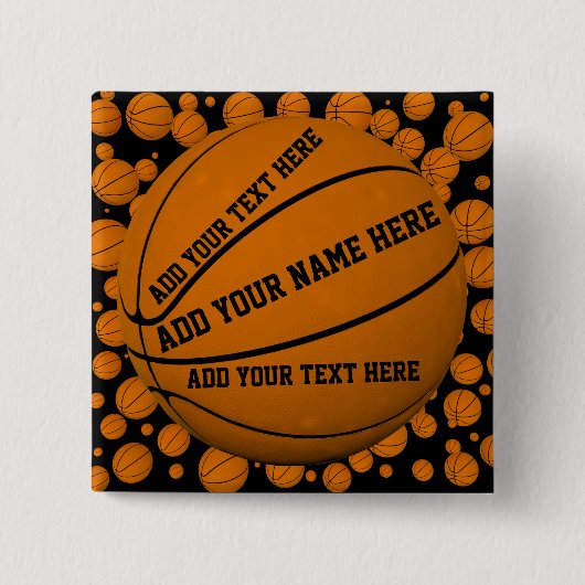 Aangepaste Basketball pinback-knoppen Vierkante Button 5,1 Cm (Voorkant)
