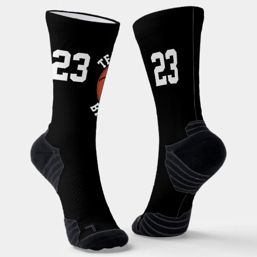 Aangepaste Basketball Player Team Name & Number Sp Sokken (Gebogen)