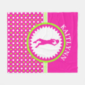 Aangepaste Basketball roze - Groene Polka-Stippen Fleece Deken (Voorkant (Horizontaal))
