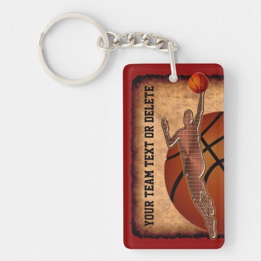 Aangepaste Basketball Sleutelhangers JOUW TEKST en (Voorkant)