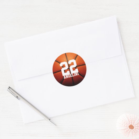 Aangepaste basketbalnummers ronde sticker (Envelop)
