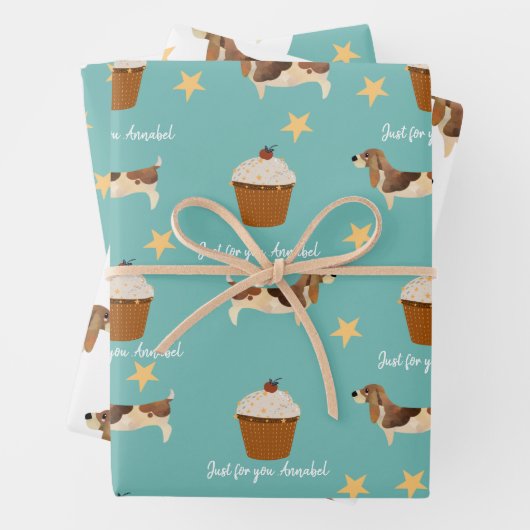 Aangepaste Basset-Hondenliefhebbers bevestigen Inpakpapier Vel (In situ)