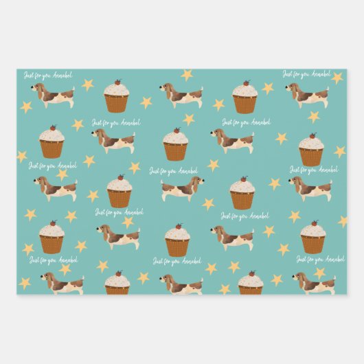 Aangepaste Basset-Hondenliefhebbers bevestigen Inpakpapier Vel (Voorkant)