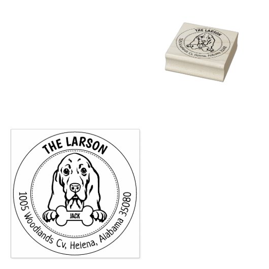Aangepaste Basset Hound Dog Return Adres Rubberstempel (Gestempeld)