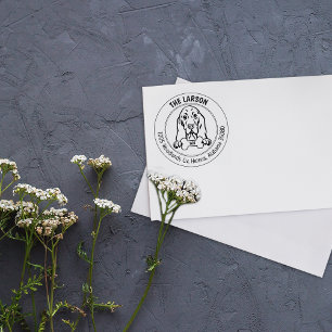 Aangepaste Basset Hound Dog Return Adres Rubberstempel