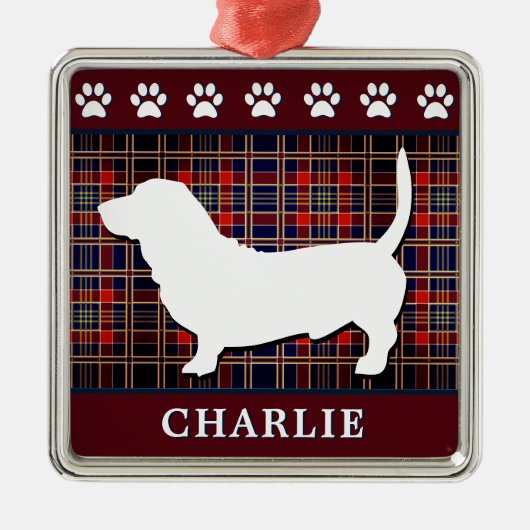 Aangepaste Basset Hound Dog-versiering en schilder Metalen Ornament (Voorkant)