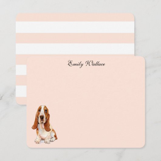 Aangepaste Basset Hound-flatje Dank je wel Bedankkaart (Voorkant / Achterkant)