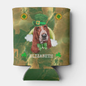Aangepaste Basset Hound Gold St. Patricks Blikjeskoeler (Achterkant)