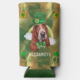 Aangepaste Basset Hound Gold St. Patricks Seltzer Blikjeskoeler