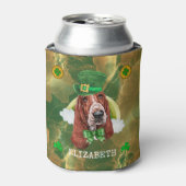 Aangepaste Basset Hound Goud St. Patricks Blikjeskoeler (Blikje Voorkant)