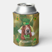 Aangepaste Basset Hound Goud St. Patricks Blikjeskoeler (Blikje Achterkant)