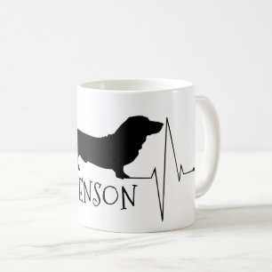 Aangepaste Basset Hound Love My Dog Heart Beat Koffiemok