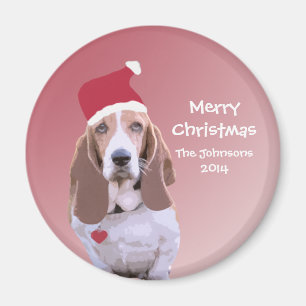 Aangepaste Basset Hound Santa Magnets Magneet