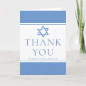 Aangepaste Bat Mitzvah Lichtblauwe Ster van David Bedankkaart (Voorkant)
