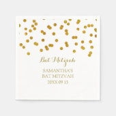 Aangepaste Bat Mitzvah Napkin Mint Gold Confetti Servetten (Voorkant)