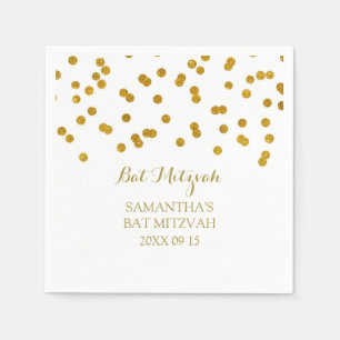 Aangepaste Bat Mitzvah Napkin Mint Gold Confetti Servetten