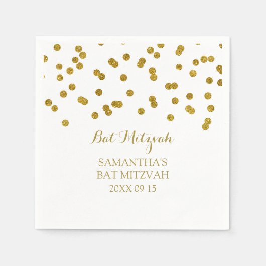 Aangepaste Bat Mitzvah Napkin Mint Gold Confetti Servetten (Voorkant)