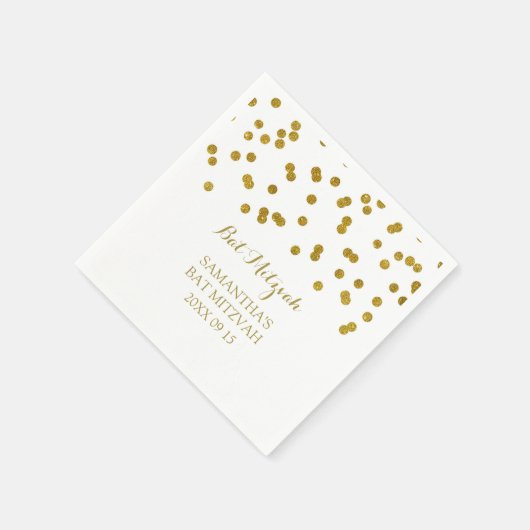 Aangepaste Bat Mitzvah Napkin Mint Gold Confetti Servetten (Hoek)