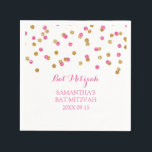 Aangepaste Bat Mitzvah Servet Mint Goud Roze Confe<br><div class="desc">servetten voor een bat mitswa-feest in fuchsia hete roze en gouden confetti-patroon. (Houd er rekening mee dat het confetti-effect alleen in druk is.)</div>