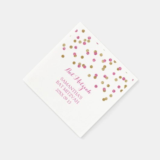 Aangepaste Bat Mitzvah Servet Mint Goud Roze Confe (Hoek)