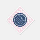 Aangepaste Bat Mitzvah Servet Roze Blauw Chevron (Hoek)