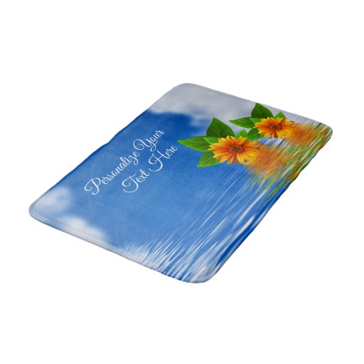 Aangepaste Bath Mat Tropical Flowers op oceaan (Gekanteld)