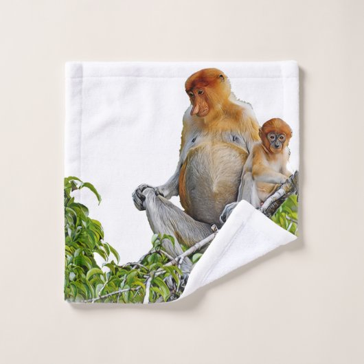 Aangepaste Bathroom set - Proboscis Monkey Bad Handdoek (Wasdoekje)