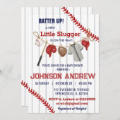 Aangepaste Batter up Baseball Baby shower Kaart (Voorkant / Achterkant)