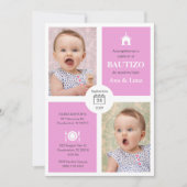 Aangepaste Bautizo Uitnodiging Tweeling Meisjes Sc (Voorkant)