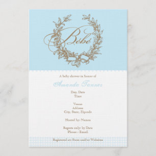Aangepaste bbe - Blue French Baby shower Invitatio Kaart