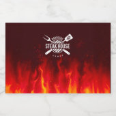 Aangepaste BBQ-flesetiketten - Steak House Flames Likeurfles Etiket (Enkel label)