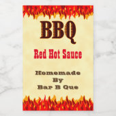 Aangepaste BBQ hete saus 2x3" label met rode vlamm Wijn Etiket (Enkel label)