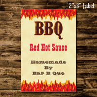 Aangepaste BBQ hete saus 2x3" label met rode vlamm