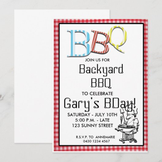 Aangepaste BBQ Kaart (Voorkant / Achterkant)