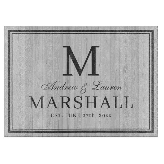 Aangepaste BBQ-paren Namen Rustic Wedding Gift Snijplank (Voorkant)